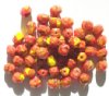 50 7mm Faceted Opaque Orange, Yellow, & Black Beads